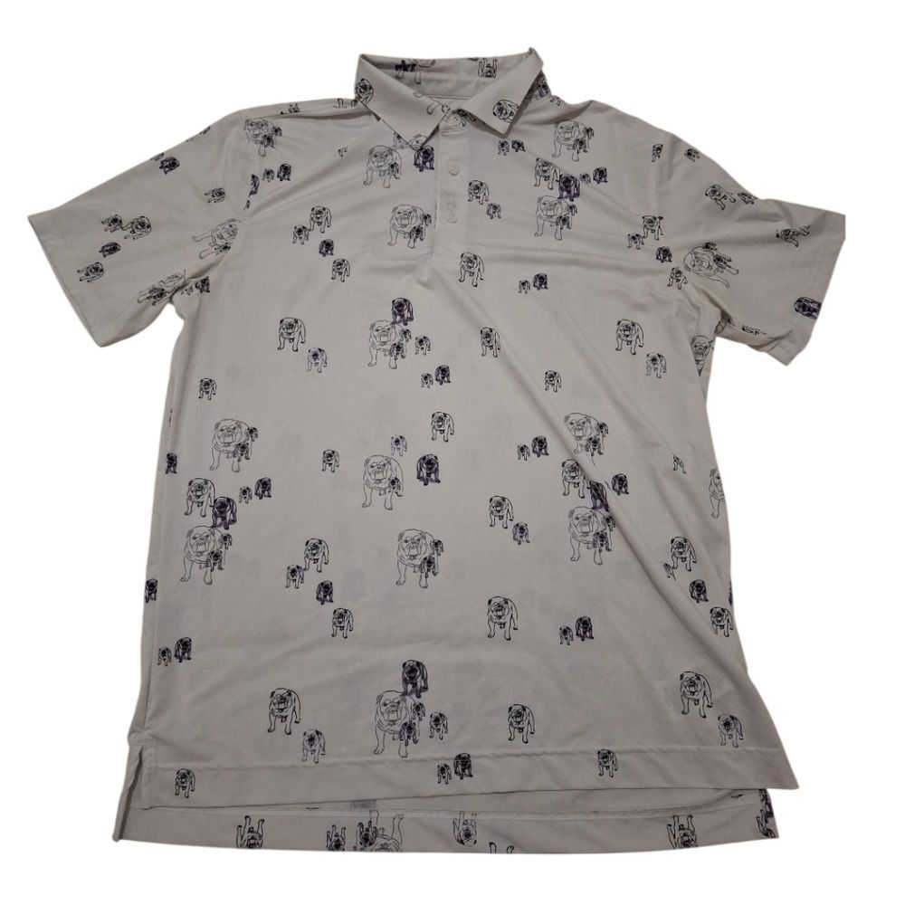 Robert Graham Bulldog Pattern Polo Shirt Size M
